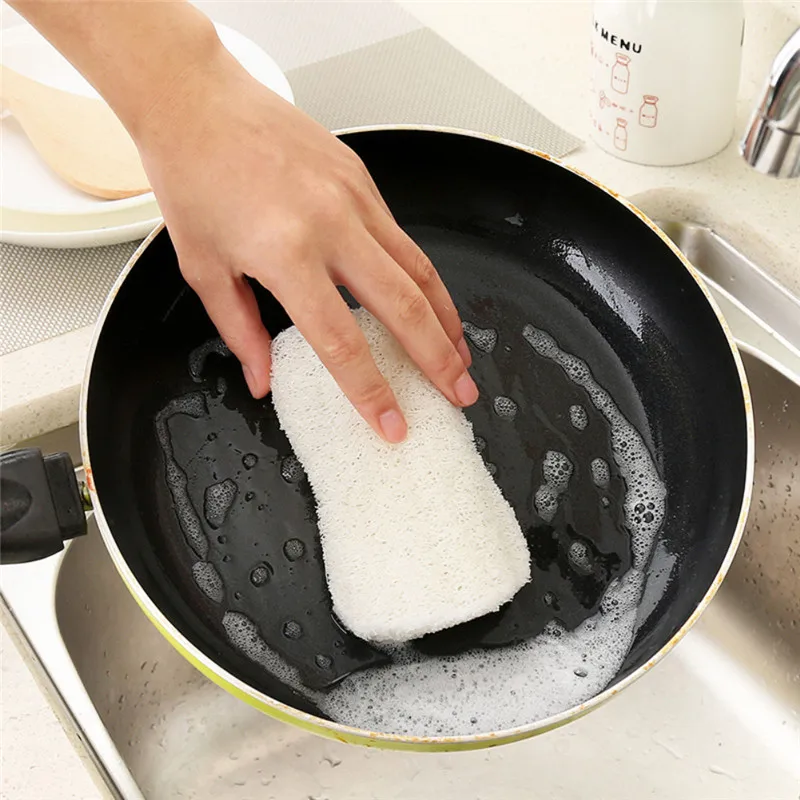 

1pcs Kitchen accessories wash cloths Natural loofah bowl brush pot scouring pad cleaning brush Kitchen Cleaning Products