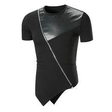 T Shirt Men 2021 Personality tailoring Long Patchwork Leather Zipper T-shirt Men Hiphop Short Sleeve Longline Casual Top Tee
T Shirt Men 2021 Personality tailoring Long Patchwork Leather Zipper T-shirt Men Hiphop Short Sleeve Longline Casual Top Tee