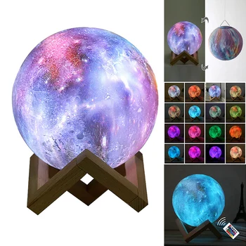 3D Print Night Light Moon Lamp Rechargeable Tap Control Lamp Lights 16 Colors Change Remote LED Moon Light Gift Christmas Decor
3D Print Night Light Moon Lamp Rechargeable Tap Control Lamp Lights 16 Colors Change Remote LED Moon Light Gift Christmas Decor