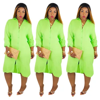 Summer Women's Solid Color Sexy Long Sleeve Lapel Casual Buttoned Open Back Split Front Short Casual Maxi Green Dress
Summer Women's Solid Color Sexy Long Sleeve Lapel Casual Buttoned Open Back Split Front Short Casual Maxi Green Dress