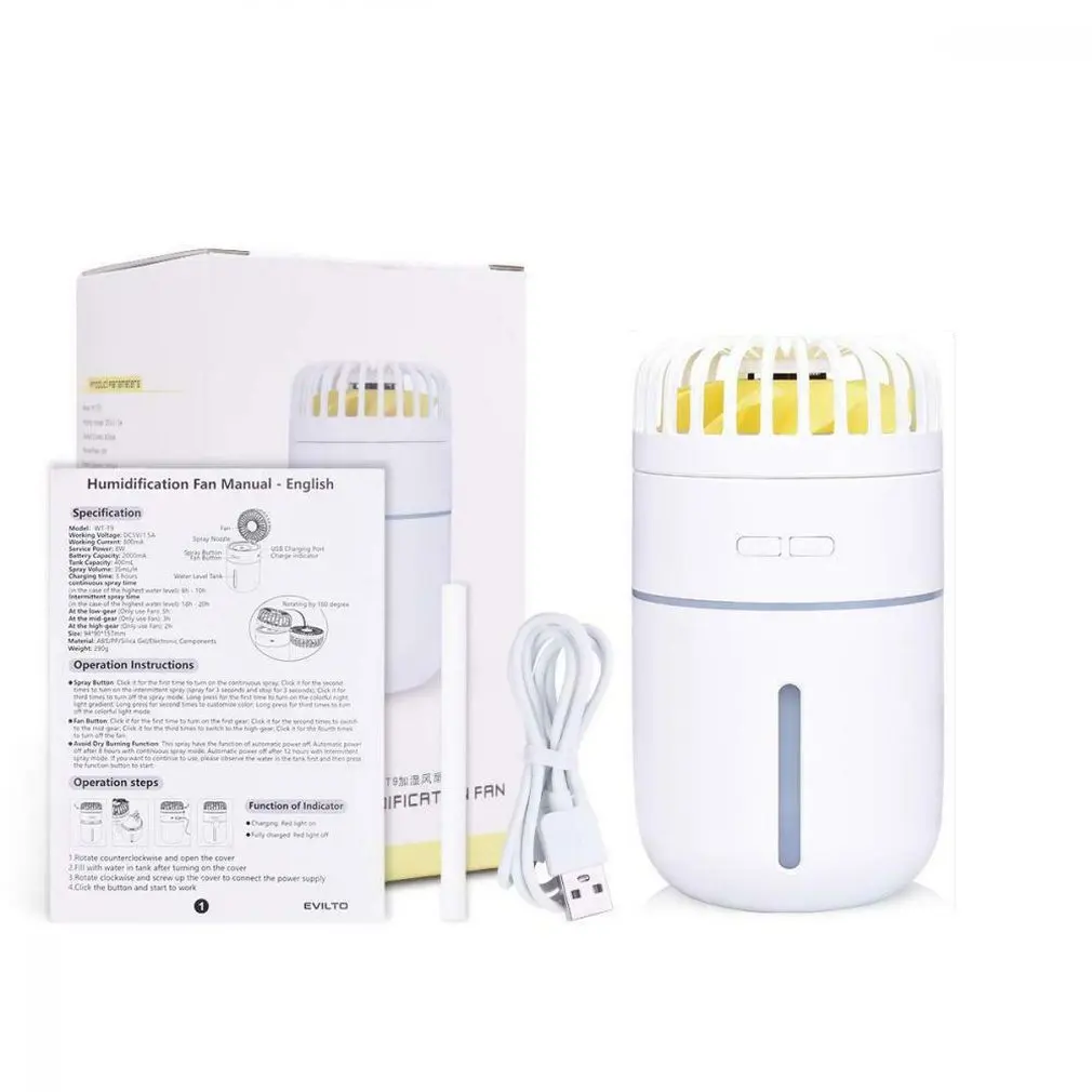 Creative Two-In-One T9 Humidification Spray Fan Usb Small Fan Mini Small Portable Charging Electric Fan 
Creative Two-In-One T9 Humidification Spray Fan Usb Small Fan Mini Small Portable Charging Electric Fan