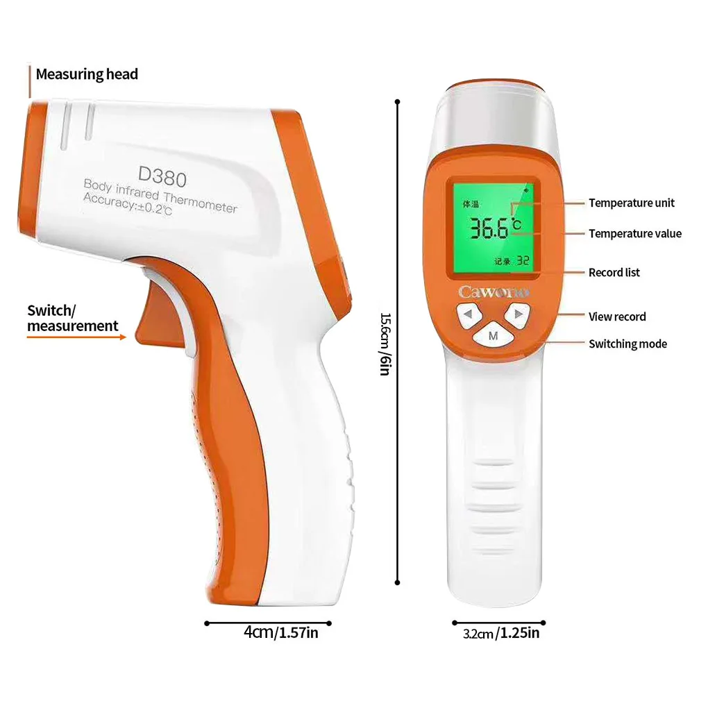 Non-contact Infrared Handheld Thermometer Ambient/Human Body Temperature Measuring Device with LED Display
Non-contact Infrared Handheld Thermometer Ambient/Human Body Temperature Measuring Device with LED Display