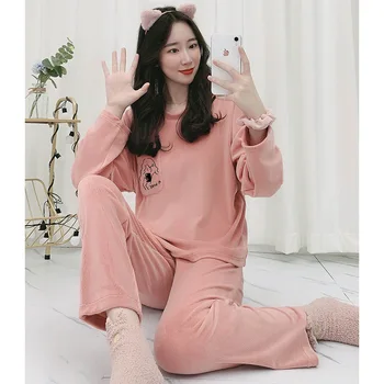 Pajamas Women Autumn Winter Thickened Warmth Lynx Fleece Cute Japanese Home Service Warm Warm Clothing Suits Sleepwear Nighties 
Pajamas Women Autumn Winter Thickened Warmth Lynx Fleece Cute Japanese Home Service Warm Warm Clothing Suits Sleepwear Nighties