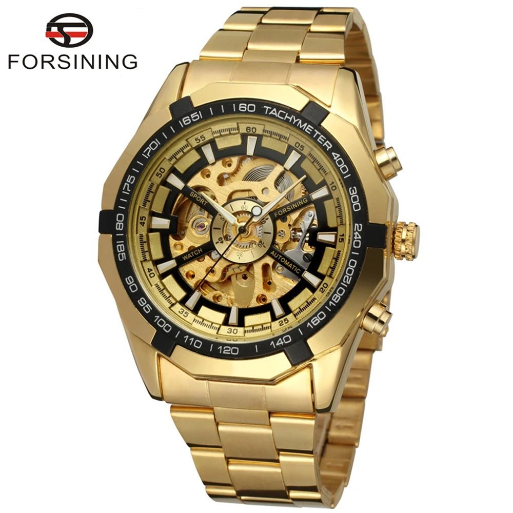 FORSINING Brand Mens Gold Skeleton Stainless Steel Automatic Mechanical Watch Luxury Hollow Fashion Wristwatch Relogio Releges 
FORSINING Brand Mens Gold Skeleton Stainless Steel Automatic Mechanical Watch Luxury Hollow Fashion Wristwatch Relogio Releges