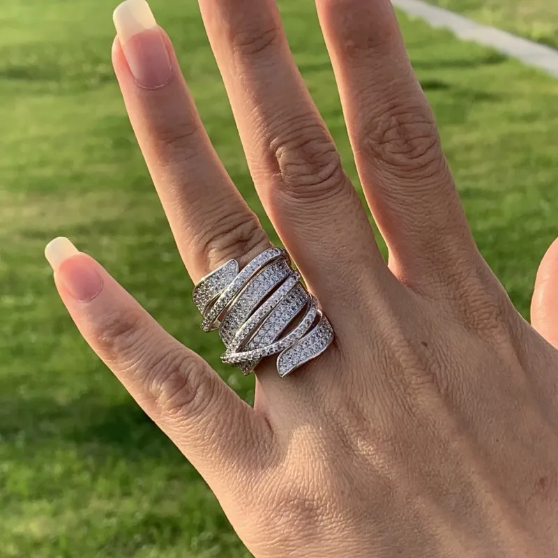 Sparkling Luxury Jewelry 925 Sterling Silver Pave White Clear 5A Zircon Promise Ring Party Wide Engagement Band Ring Gift
Sparkling Luxury Jewelry 925 Sterling Silver Pave White Clear 5A Zircon Promise Ring Party Wide Engagement Band Ring Gift