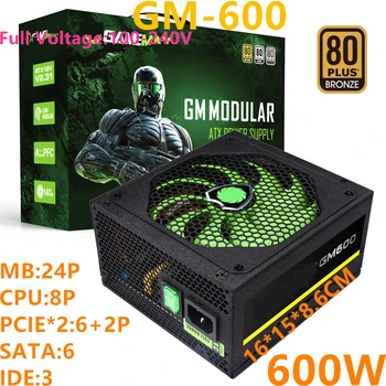 

New PSU For GameMax Brand ATX Half Modular 80plus Bronze Silent Power Supply for Video Games 600W Power Supply GM-600