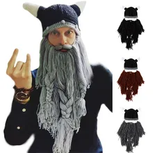 Viking Lange Baard Winter Warm Cap Wollen Muts Barbarian Vagabond Nieuwe Mode Piraat Hoorns Handgemaakte Europese Stijl(China)
