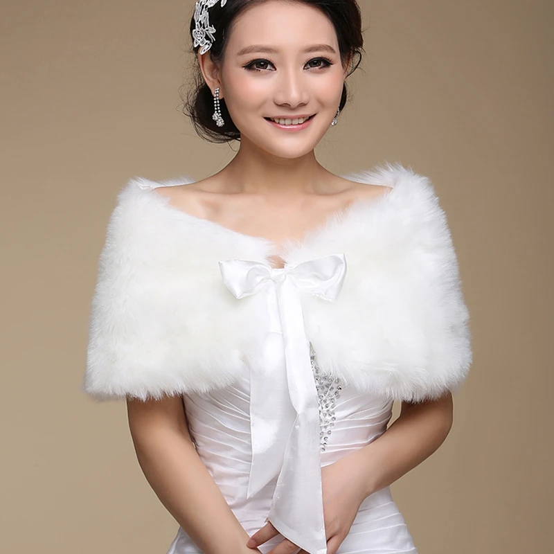 В наличии меховая Шаль Свадебная накидка для вечернее платье Cheongsam верхняя