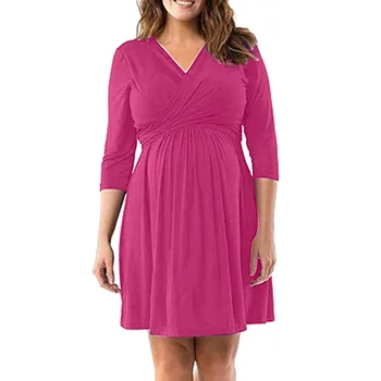 Fashion Women's maternity dresses Cotton O-neck Pregnancy V Collar Long Sleeve Dress Solid Color Sundress Free shipping H4
Fashion Women's maternity dresses Cotton O-neck Pregnancy V Collar Long Sleeve Dress Solid Color Sundress Free shipping H4