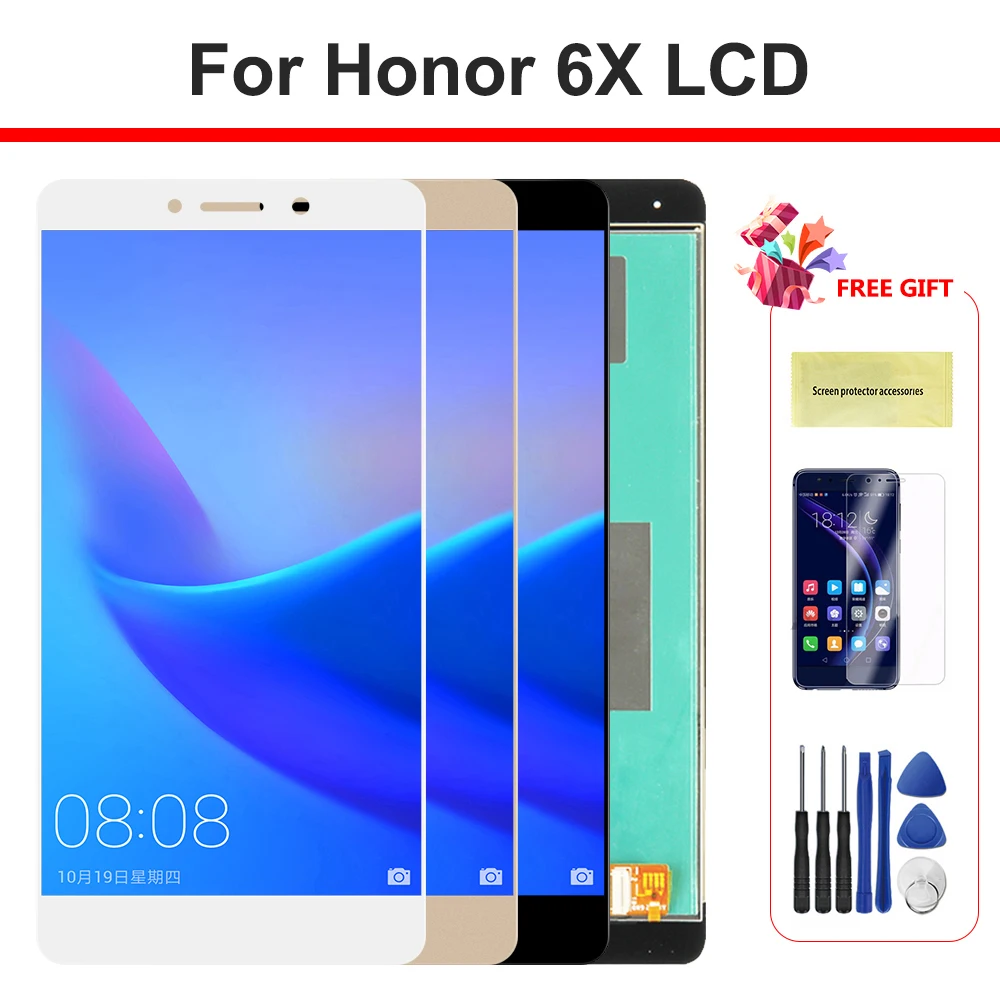 100% протестированный ЖК дисплей для Huawei Honor 6X BLN L24 AL10 L21 L22 с сенсорным экраном и