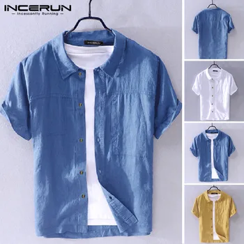 2020 Men Shirt Turn-down Collar Solid Casual Streetwear Button Short Sleeve Harajuku Camisas Hombre Cotton Shirts INCERUN S-5XL 
2020 Men Shirt Turn-down Collar Solid Casual Streetwear Button Short Sleeve Harajuku Camisas Hombre Cotton Shirts INCERUN S-5XL