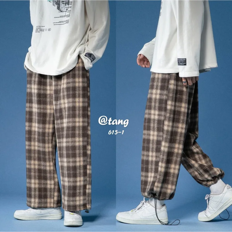Autumn Winter Plaid Pants Men's Fashion Retro Drawstring Casual Pants Men Streetwear Wild Loose Hip-hop Straight Trousers Mens 
Autumn Winter Plaid Pants Men's Fashion Retro Drawstring Casual Pants Men Streetwear Wild Loose Hip-hop Straight Trousers Mens