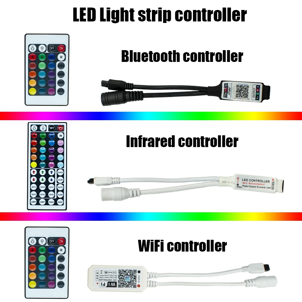 Led Light Strip Controller 44 Keys 24 Keys LED IR Bluetooth WIFI RGB Remote Dimmer Controller For SMD 3528 5050 LED Lights
Led Light Strip Controller 44 Keys 24 Keys LED IR Bluetooth WIFI RGB Remote Dimmer Controller For SMD 3528 5050 LED Lights