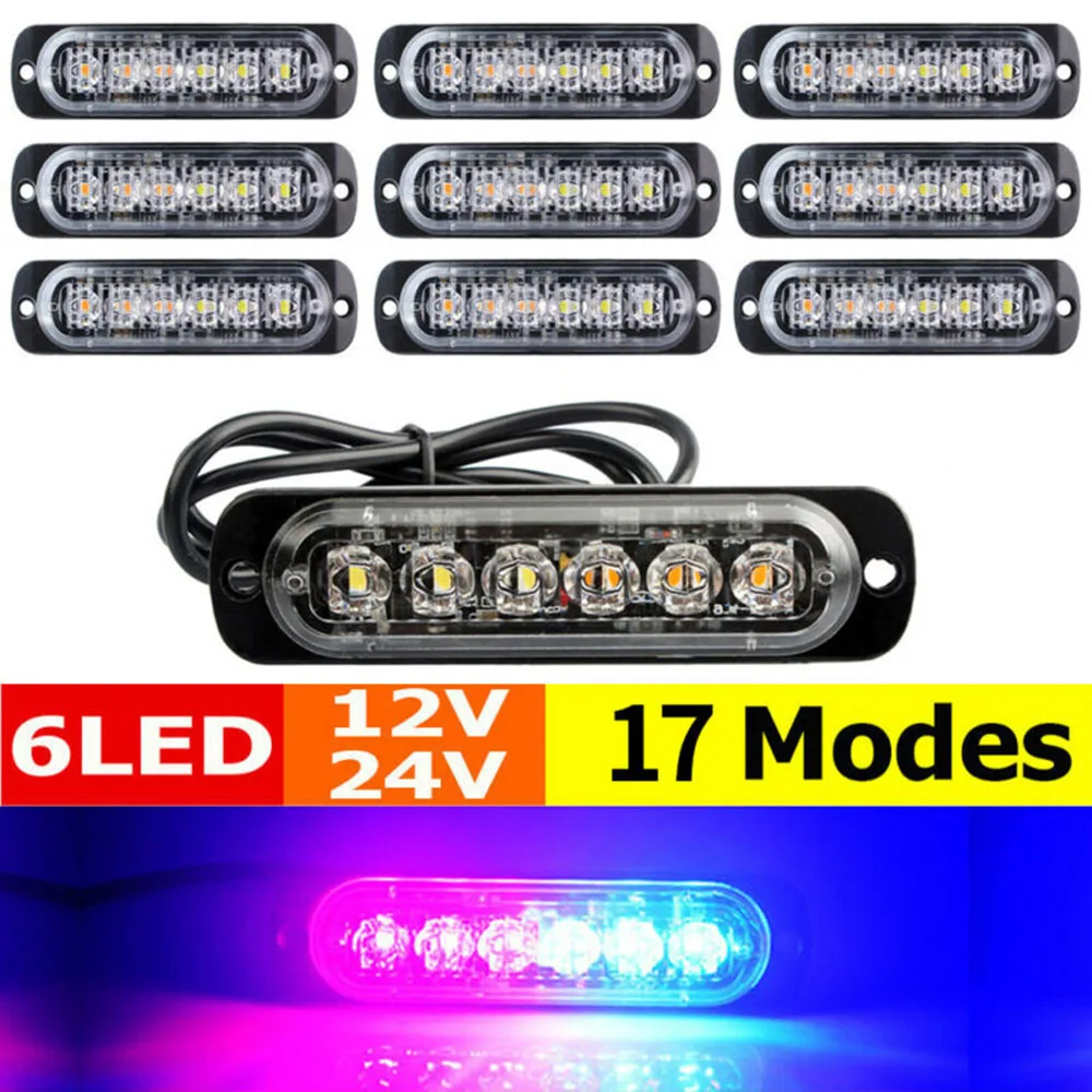 10pcs DC 12V-24V Car Truck Red/Blue 6LEDs Urgent Hazard Warning Caution Flash Strobe Lights car Truck trailer LED Light
10pcs DC 12V-24V Car Truck Red/Blue 6LEDs Urgent Hazard Warning Caution Flash Strobe Lights car Truck trailer LED Light