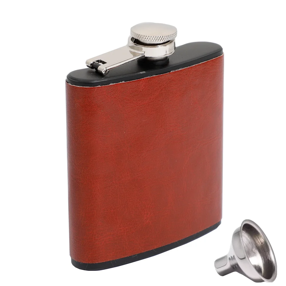6oz Hip Flask Stainless steel Dark brown PU Leather 170ML Portable Outdoor Travel Personalized Whisky Vodka Flagon Men's gift
6oz Hip Flask Stainless steel Dark brown PU Leather 170ML Portable Outdoor Travel Personalized Whisky Vodka Flagon Men's gift