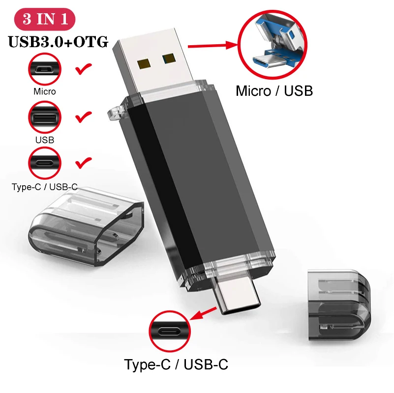 UBS 3.0 OTG USB Flash Drive 64GB Pen Drive 3 in 1 Type C & Micro USB Stick 3.0 Flash Drive 16GB 32GB 128GB Pendrive 256GB 512GB
UBS 3.0 OTG USB Flash Drive 64GB Pen Drive 3 in 1 Type C & Micro USB Stick 3.0 Flash Drive 16GB 32GB 128GB Pendrive 256GB 512GB