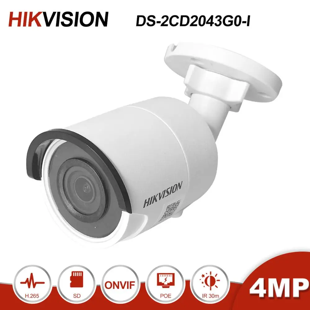 Hikvision DS 2CD2043G0 I 4MP Bullet POE IP камера домашняя/уличная система безопасности H.265 IR 30m CCTV