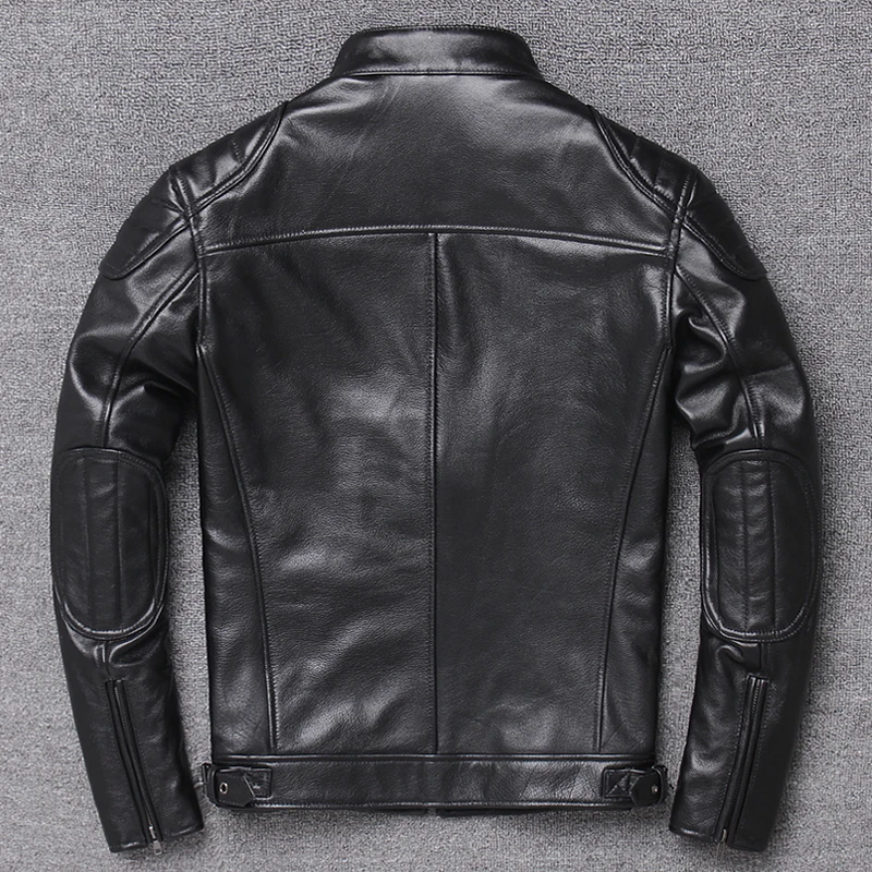 Мужская байкерская куртка из натуральной коровьей кожи, модель W1756
Мужская байкерская куртка из натуральной коровьей кожи, модель W1756