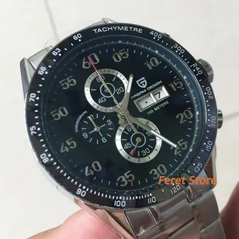 

44mm PAGANI design full chronograph white dial black Bezel OS movement date sport quartz movement mans WATCH