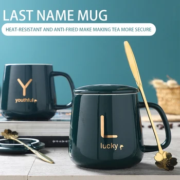 400ML Ceramic Mugs Creative Letter Pattern Cup Last Name Ceramic Water Cup Couple Milk Coffee Cup Gift Set Mug with Lid Spoon
400ML Ceramic Mugs Creative Letter Pattern Cup Last Name Ceramic Water Cup Couple Milk Coffee Cup Gift Set Mug with Lid Spoon