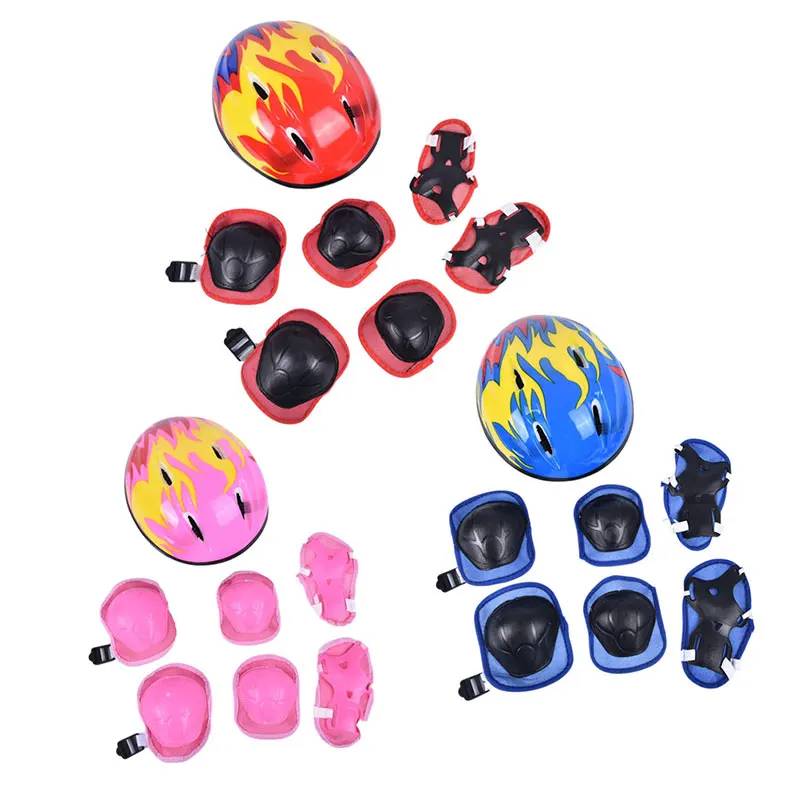 7pcs Kids Cycling Protective Helmet Gear Bike Helmets Boys Girls Cycling Riding Helmet Bicycle Casco Ciclismo & Knee Pads