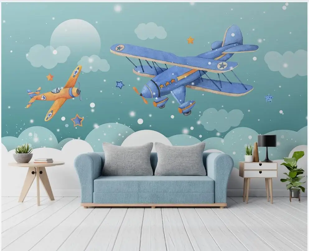 custom mural on the wall wallpaper 3 d Cartoon blue sky white clouds airplane children room photo Wallpaper in the living room
custom mural on the wall wallpaper 3 d Cartoon blue sky white clouds airplane children room photo Wallpaper in the living room