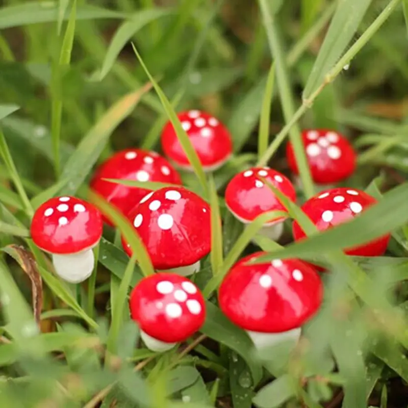 

50pcs Garden Ornament Mini Red Mushroom Miniature Plant Pots Fairy DIY Dollhouse Artificial Decoration