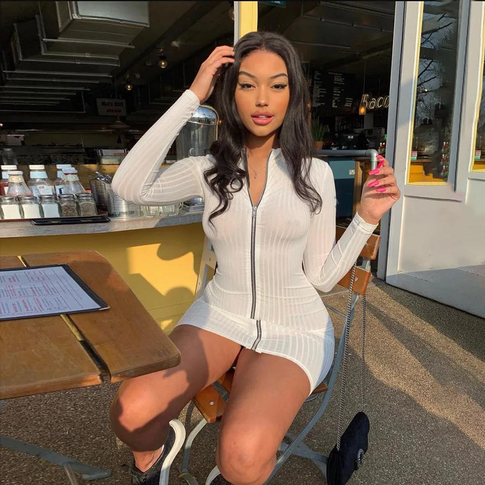 Autumn Women Dress Solid Long Sleeve Bodycon Dress Ribbed Knitted Dress Zipper Sweater Dress 2019 Winter
Autumn Women Dress Solid Long Sleeve Bodycon Dress Ribbed Knitted Dress Zipper Sweater Dress 2019 Winter