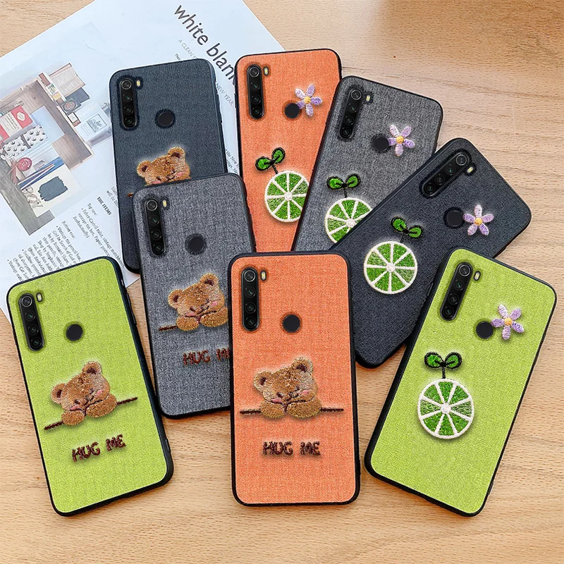 Luxury Embroidery For xiaomi redmi note 8 Case Fundas Fashion Soft Silicone for Bcak Cover Cute Cloth Koala | Мобильные телефоны и