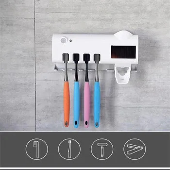 Rechargeable UV Toothbrush Sterilizer Solar Power LED Disinfection Wall Mounted Automatic Toothpaste Extrusion Toothbrush Holder
Rechargeable UV Toothbrush Sterilizer Solar Power LED Disinfection Wall Mounted Automatic Toothpaste Extrusion Toothbrush Holder