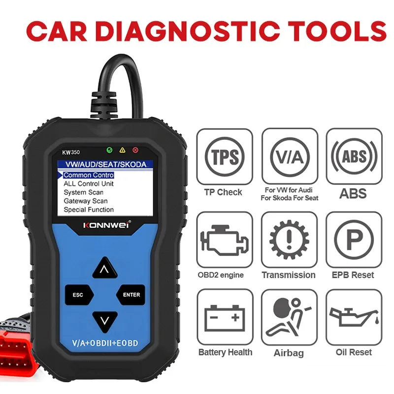 KW350 OBD2 Diagnostic Scanner for Car VAG ABS Airbag Reset Oil Service Light EPB Diagnostic Tool Better VAG COM
KW350 OBD2 Diagnostic Scanner for Car VAG ABS Airbag Reset Oil Service Light EPB Diagnostic Tool Better VAG COM