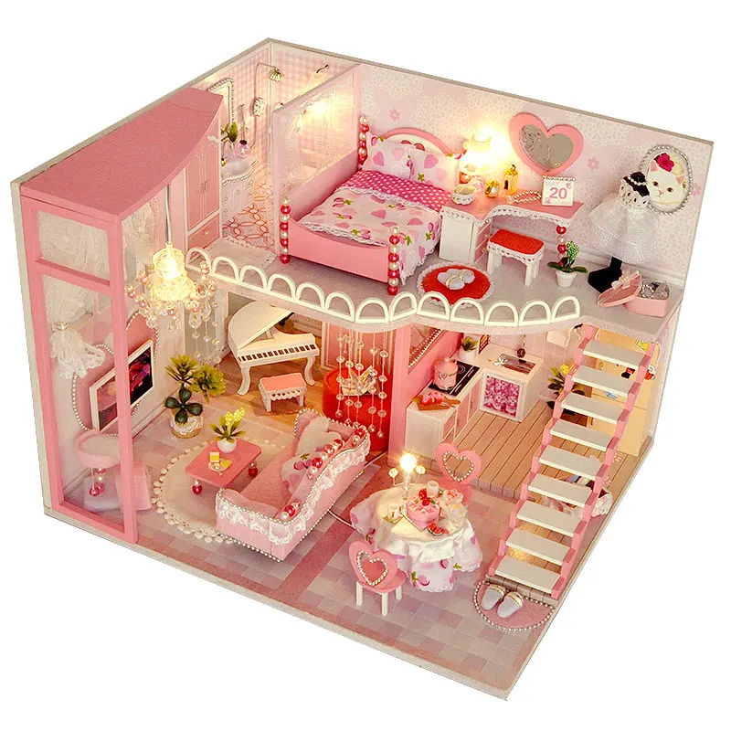 

CUTEBEE Doll House Miniature Dollhouse With Furniture Kit Wooden House Miniaturas Toys For Children New Year Christmas Gift