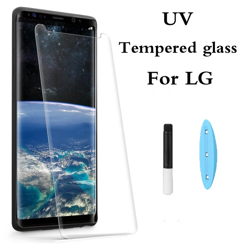 Прозрачный изогнутый УФ жидкий Полный Клей закаленное стекло для LG V30 V40 V50 защита