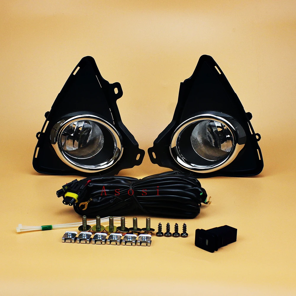 For Toyota Auris 2012 2013 2014 2015 Clear Bumper Fog Light Full Kit Aftermarket Driving Lamps w/Bulb H16 Switch Wiring Bezel | Автомобили