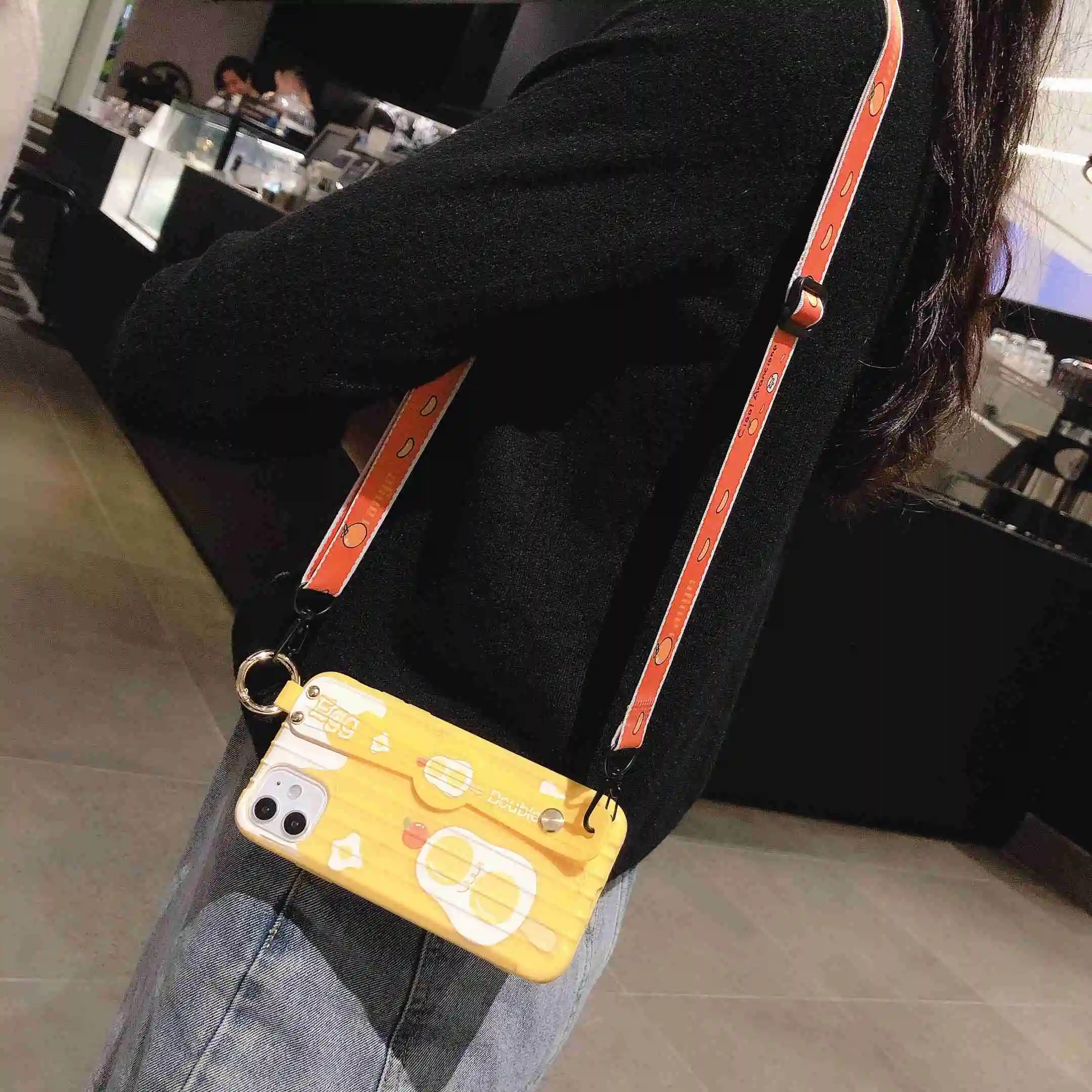 2020 NEW Cases For iPhone 6S 6 7 8 Plus XR X Xs 11 Pro Max Cute Cartoon Trunk Phone Cover Crossbody Strap Wristband Back Fundas | Мобильные