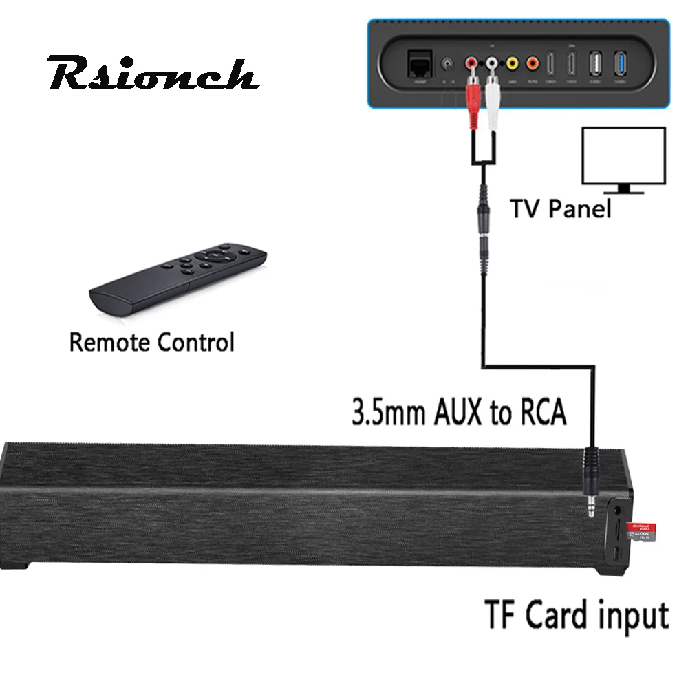 Rsionch Mini Soundbar, PC Sound Bar with 3.5mm AUX Input and Wireless Bluetooth for TV PC, Tablet, Cellphone, Projector
Rsionch Mini Soundbar, PC Sound Bar with 3.5mm AUX Input and Wireless Bluetooth for TV PC, Tablet, Cellphone, Projector