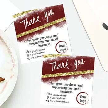 Personalize Add Your LOGO, Mini 2x2 Thank for Your Purchase,Business Name Card, Custom Text Social Medial Card