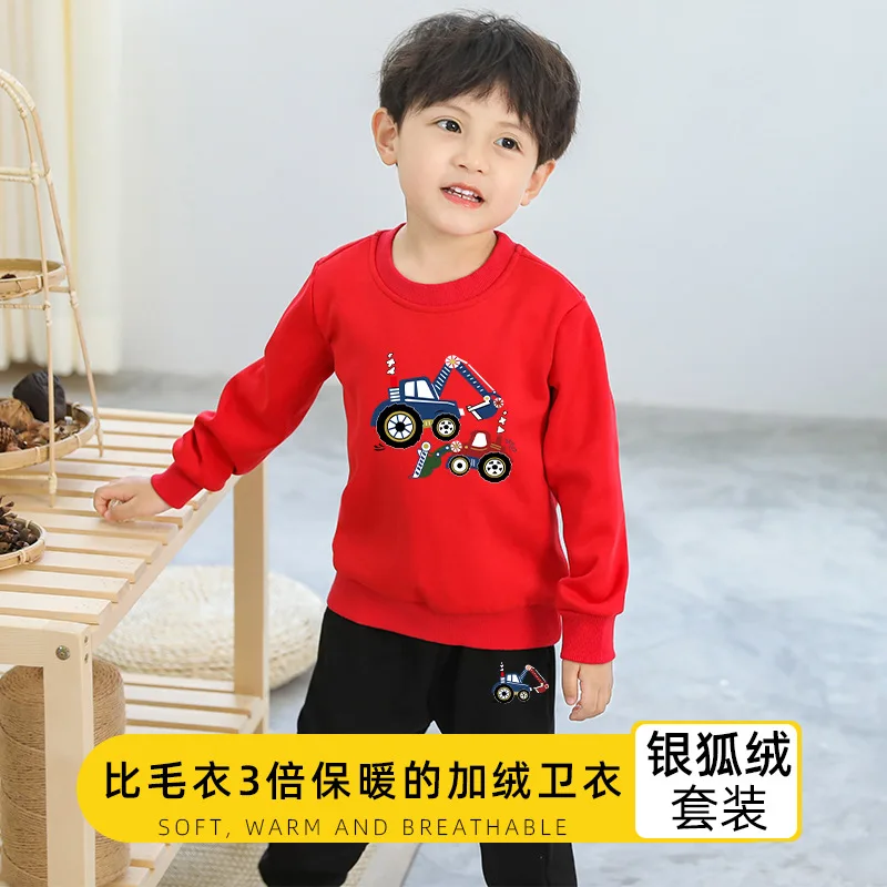 CHILDREN'S Suit Autumn And Winter plus Velvet Hoodie 1-7-Year-Old Male Baby Long Sleeve Two-Piece Set 2 Infant Printed fu he ron 
CHILDREN'S Suit Autumn And Winter plus Velvet Hoodie 1-7-Year-Old Male Baby Long Sleeve Two-Piece Set 2 Infant Printed fu he ron