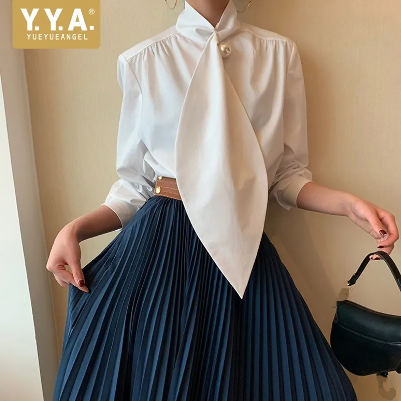 Gothic Spring Design Chic Pearls Scarf Collar Womens White Shirts Long Sleeve Turtleneck Mediu Length Female Pullover Blouse
Gothic Spring Design Chic Pearls Scarf Collar Womens White Shirts Long Sleeve Turtleneck Mediu Length Female Pullover Blouse