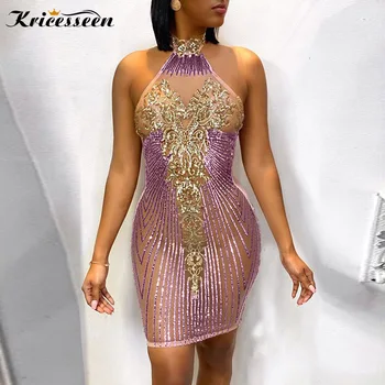 Kricesseen Sexy Sequined Halter Neck See Through Mini Dress Women Spring Backless Bodycon Party Dress Birthday Outfits
Kricesseen Sexy Sequined Halter Neck See Through Mini Dress Women Spring Backless Bodycon Party Dress Birthday Outfits