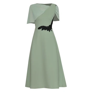 Red RoosaRosee Designer Women Fashion ruffled cloak beading solid big swing dress
Red RoosaRosee Designer Women Fashion ruffled cloak beading solid big swing dress