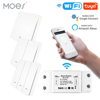 RF433 WiFi Wireless Remote Control Smart Switch Wall Panel Transmitter Smart Life/Tuya APP Works with Alexa Google Home
RF433 WiFi Wireless Remote Control Smart Switch Wall Panel Transmitter Smart Life/Tuya APP Works with Alexa Google Home