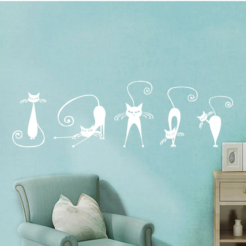 5 шт. виниловые наклейки на стену в виде кошки|stickers home decor|decoration for kids roomdecoration |