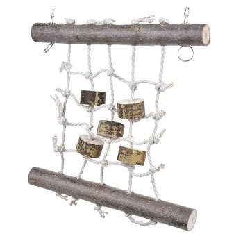 Bird Swings Net Wooden Ladder Swing Hammock with 2 Hooks and Woven Rope Climbing Chewing Pet Cage Hanging Toy 
Bird Swings Net Wooden Ladder Swing Hammock with 2 Hooks and Woven Rope Climbing Chewing Pet Cage Hanging Toy