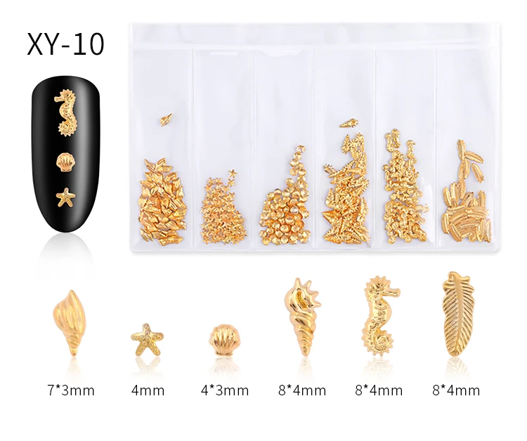 PinPai brand 3d metal nail art decoration 10 kinds gold nail jewelry decoration
