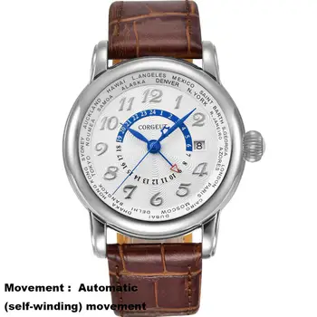Corgeut Luxury Brand Mechanical Watch Fashion Leather Top Dual time zone GMT Automatic Men Watch Leather white dial Wrist Watch
Corgeut Luxury Brand Mechanical Watch Fashion Leather Top Dual time zone GMT Automatic Men Watch Leather white dial Wrist Watch