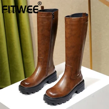 FITWEE Size 34-43 Women Knee Boots Pu Round Toe Side Zipper Flats Shoes Winter Warm Boots Women Fashion Party Footwear
FITWEE Size 34-43 Women Knee Boots Pu Round Toe Side Zipper Flats Shoes Winter Warm Boots Women Fashion Party Footwear