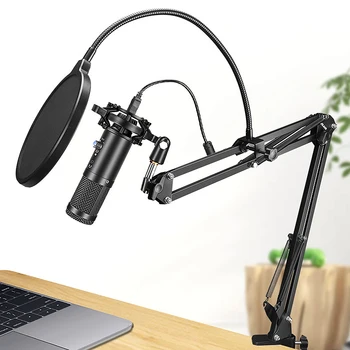 Condenser USB Microphone Computer PC Microphone Kit with Adjustable Arm Stand Shock Mount for YouTube Live Streaming
Condenser USB Microphone Computer PC Microphone Kit with Adjustable Arm Stand Shock Mount for YouTube Live Streaming