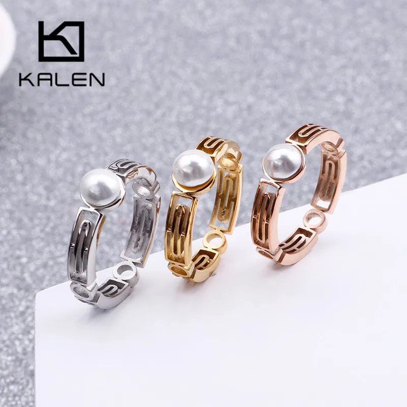 KALEN Fashion Tri-Color Stainless Steel Rings For Women Bohemia Simulation Pearl Hollow Mujer Anillos Wedding Bands Jewelry Gift
KALEN Fashion Tri-Color Stainless Steel Rings For Women Bohemia Simulation Pearl Hollow Mujer Anillos Wedding Bands Jewelry Gift