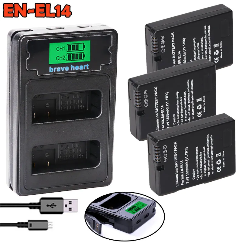 3X EN-EL14 ENEL14 EN EL14 EL14a EL14+ Camera Battery pack + USB Charger For Nikon D5200 D3100 For Nikon D3200 D5100 P7000 P7100
3X EN-EL14 ENEL14 EN EL14 EL14a EL14+ Camera Battery pack + USB Charger For Nikon D5200 D3100 For Nikon D3200 D5100 P7000 P7100